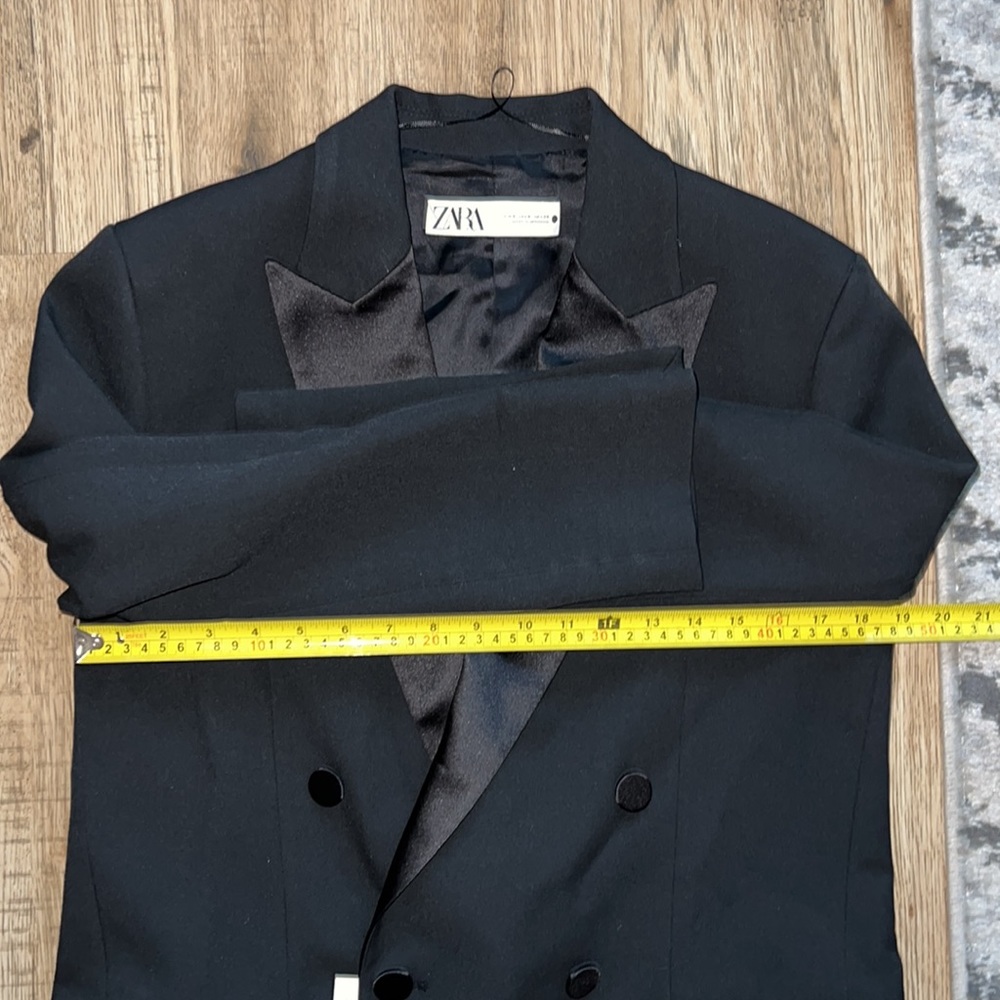 NEW! Zara Tonal Lapel Double Breasted Blazer - Picture 11 of 12